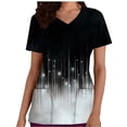 thumbnail image 1 of cocolona Scrubs for Women, V Neck Short Sleeve Scrubs Tops Fashion Casual Color Block Workwear T-shirts Work Uniform with Pockets, 1 of 5