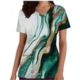 thumbnail image 1 of cocolona Scrubs for Women, V Neck Short Sleeve Scrubs Tops Fashion Casual Color Block Workwear T-shirts Work Uniform with Pockets, 1 of 5