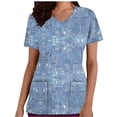 thumbnail image 1 of cocolona Scrubs for Women, V Neck Short Sleeve Scrubs Tops Fashion Casual Floral Print Workwear T-shirts Work Uniform with Pockets, 1 of 5