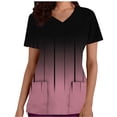 thumbnail image 1 of cocolona Scrubs for Women, V Neck Short Sleeve Scrubs Tops Fashion Casual Gradient Print Workwear T-shirts Work Uniform with Pockets, 1 of 5