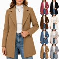 thumbnail image 1 of cocolona Single Breasted Overcoat for Women Winter Elegant Long Sleeve Notch Lapel Classic Peacoat Dressy Casual Solid Color Long Winter Jacket, 1 of 8