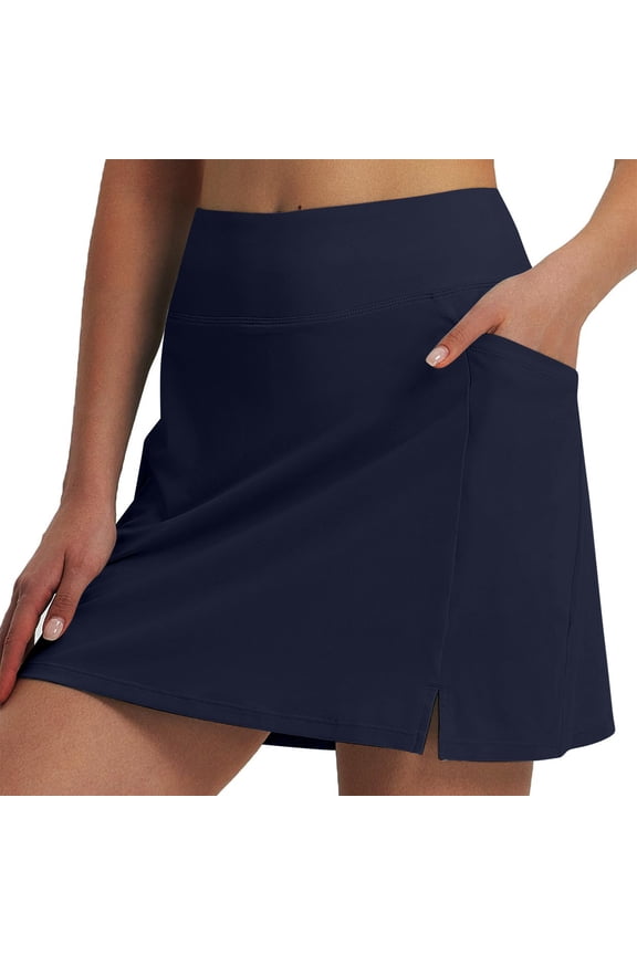 Skorts Skirts for Woman 2025 Summer Casual Athletic Workout Running Mini Tennis Skirts with Shorts Trendy Gym Clothes with Pockets Navy XL