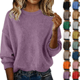 thumbnail image 1 of cocolona Solid Color Cropped Sweater for Women Crew Neck Long Sleeve Pullover Fall Winter Knitted Sweaters, 1 of 5