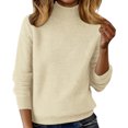thumbnail image 1 of cocolona Solid Color Mock Neck Sweaters for Women Raglan Sleeve Basic Knit Sweater Fall Winter Warm Layer Sweater, 1 of 5