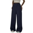 thumbnail image 1 of cocolona Summer Casual High Waist Dress Pants for Women Elastic Button Waist Straight Wide Leg Business Work Pants, 1 of 5
