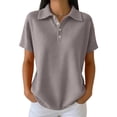 thumbnail image 1 of cocolona Summer Collar Shirts for Women Lapel Short Sleeve Button Tops Dressy Casual Basic Loose Solid Color Blouses, 1 of 5