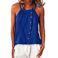 thumbnail image 1 of cocolona Summer Halter Tank Tops for Women Sleeveless Button Pleated Shirts Casual Trendy Solid Color Blouses, 1 of 5