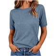 thumbnail image 1 of cocolona Summer Knit Tops for Women Lightweight Loose Short Sleeve Crew Neck Casual Blouses, 1 of 7