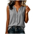thumbnail image 1 of cocolona Summer Linen Tank Tops for Women Crew Neck Sleeveless Button Shirts Trendy Casual Solid Color Blouses, 1 of 5