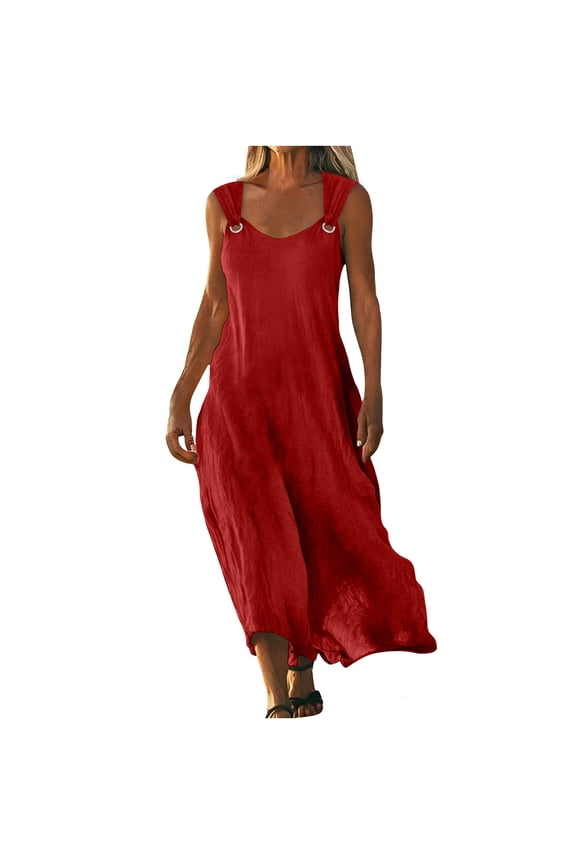 Summer Long Dress for Women 2026 Sleeveless Camisole Flowy Maxi Dress Casual Loose Vacation Beach Sundress