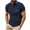 thumbnail image 1 of cocolona Summer Men's Shirts Golf Shirts Short Sleeve Lapel T-Shirts Solid Casual Slim Tops on Clearance, 1 of 4