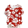 thumbnail image 1 of cocolona Summer Plus Size Tops Womens Crew Neck Short Sleeve Button Blouses Casual Loose Vacation Beach T-shirts, 1 of 5