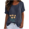 thumbnail image 1 of cocolona Summer Printed T-shirts for Women Crew Neck Short Sleeve Button Pullover Tops Dressy Casual Blouses Base Tees, 1 of 5