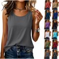 thumbnail image 1 of cocolona Womens Tank Tops Crew Neck Sleeveless Shirts Casual Loose Basic Solid Color Blouses, 1 of 6