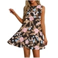 thumbnail image 1 of cocolona Sundresses for Women Summer Crew Neck Sleeveless Flowy Mini Dress Fashion Boho Floral Print Beach Tank Dress, 1 of 6