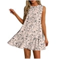 thumbnail image 1 of cocolona Sundresses for Women Summer Crew Neck Sleeveless Flowy Mini Dress Fashion Boho Floral Print Beach Tank Dress, 1 of 6
