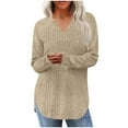 thumbnail image 1 of cocolona Sweaters for Women Fall Winter Casual Long Sleeve Shirts V Neck Hem Slit Blouse Casual Solid Color Pullover Tops, 1 of 8