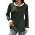 thumbnail image 1 of cocolona Sweaters for Women Long Sleeve Crew Neck Shirts Fall Fashion Color Block Pullover Tops Lightweight Casual Blouses, 1 of 6