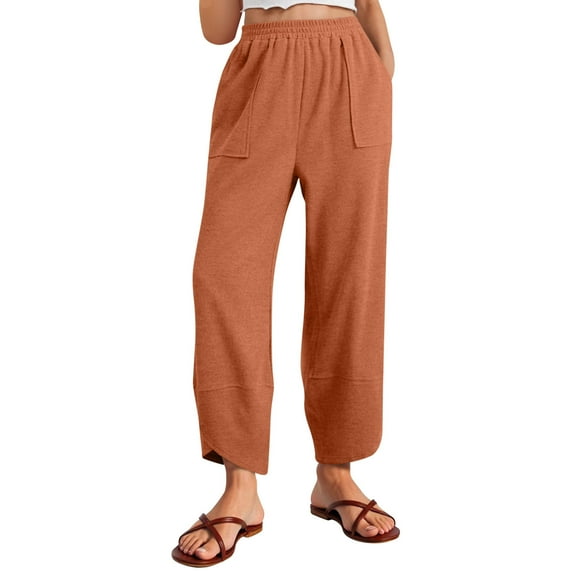 cocolona Sweatpants 2025 Women Elastic Waist Baggy Wide Leg Pants Trendy Comfy Solid Color Lounge Trousers with Pockets