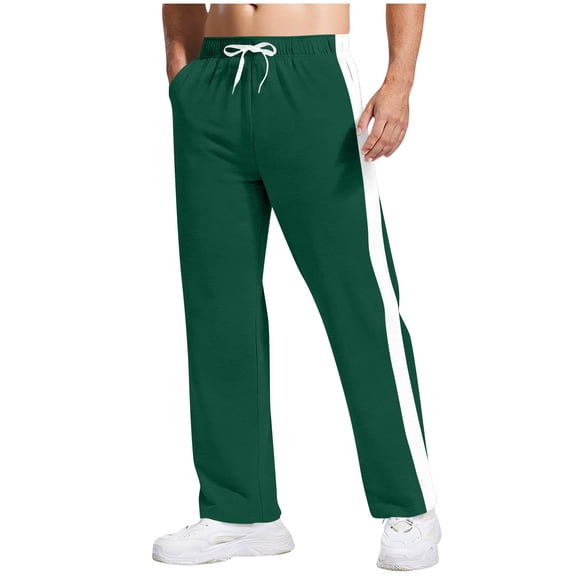cocolona Sweatpants for Men Drawstring Straight Leg Striped Sweat Pants Fashion Casual Sports Joggers Pants with Pockets