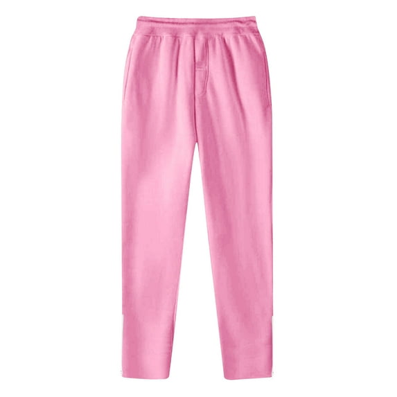 cocolona Sweatpants for Women Elastic Waist Straight Bottom Zipper Open Pants Fashion Solid Color Joggers Lounge Trousers with Pockets