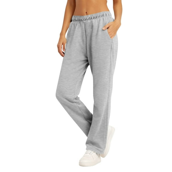 cocolona Sweatpants for Women Elastic-Waist Straight Leg Baggy Sweat Pants Fashion Casual Solid Color Joggers with Pockets