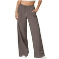 thumbnail image 1 of cocolona Sweatpants for Women Solid Color Baggy Wide Leg Sweatpants Elastic Waist Drawstring Joggers Lounge Trousers with Pockets, 1 of 6