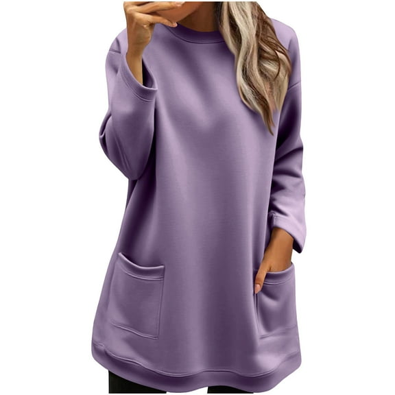 cocolona Sweatshirt for Women Fall Crewneck Long Sleeve Shirts Fashion Casual Loose Pullover Tops with Pockets
