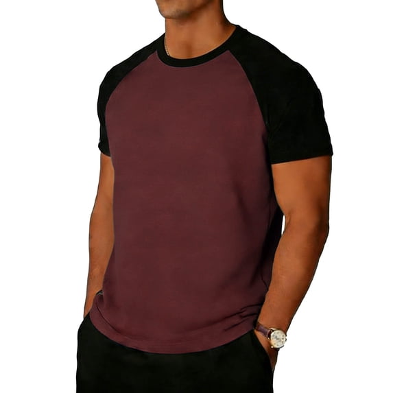 cocolona T Shirts for Men, Summer Crew Neck Short Sleeve Tops Fashion Color Block Pullover Tees