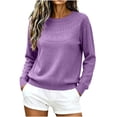 thumbnail image 1 of cocolona Texture Knitted Sweater for Women Crew Neck Long Sleeve Casual Sweater Solid Color Trendy Fall Winter Sweater, 1 of 6