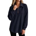 thumbnail image 1 of cocolona Tunic Sweatshirts for Women Long Sleeve Lapel Half Zip Pullover Tops Casual Loose Curved Hem Workout Sweatshirts, 1 of 7