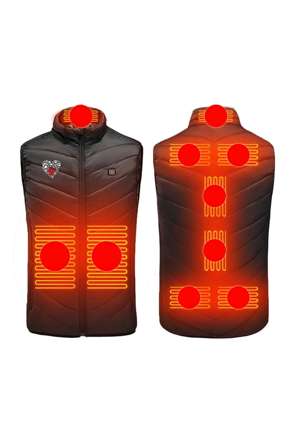Unisex Heated Vest Winter Warm Sleeveless Cute Print Heated Jacket Coats Plus Size Lightweight Down Jacket for Men and Women