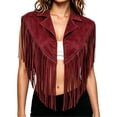 thumbnail image 1 of cocolona Vest for Women Notch Lapel Fringe Sleeveless Cropped Jacket Vacation Party Trendy Outerwear, 1 of 6