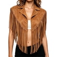 thumbnail image 1 of cocolona Vest for Women Notch Lapel Fringe Sleeveless Cropped Jacket Vacation Party Trendy Outerwear, 1 of 6