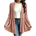 thumbnail image 1 of cocolona Vintage Cardigan for Women Solid Color Long Sleeve Pleated Casual Tops Open Front Flowy Cardigan for Party, 1 of 7