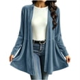 thumbnail image 1 of cocolona Vintage Cardigan for Women Solid Color Long Sleeve Pleated Casual Tops Open Front Flowy Cardigan for Party, 1 of 7