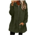 thumbnail image 1 of cocolona Winter Coats for Women Fuzzy Fleece Jacket Long Sleeve Zip Up Hooded Cardigan Coat Outerwear with Pocket, 1 of 6