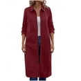 thumbnail image 1 of cocolona Winter Coats for Women Long Sleeve Turndow Collar Zip Up Long Sweatshirt Jacket Casual Side Slit Cardigan Outwear with Pockets, 1 of 6