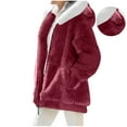 thumbnail image 1 of cocolona Winter Coats for Women Winter Fuzzy Warm Zipper Hooded Jacket Casual Loose Outwear Coat Christmas Gifts, 1 of 8