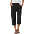 thumbnail image 1 of cocolona Women's Casual Capri Cargo Pants Summer Straight Button Zipper Waist Outdoor Hiking Pants, 1 of 5