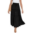 thumbnail image 1 of cocolona Women's Summer Elastic Waist Ruffle Flowy Beach Casual Maxi Skirt on Clearance, 1 of 5