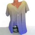 thumbnail image 1 of Summer Savings Clearance! cocolona Womens Summer Plus Size Tops Fashion Casual Gradient Color Print V Neck Short Sleeve Ruched Shirts Loose Tees Blouse on Clearance, 1 of 5