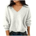 thumbnail image 1 of cocolona Women's V-Neck Knit Sweater Fall Winter Soft Warm Long Sleeve Shirts Fashion Casual Loose Pullover Tops, 1 of 5