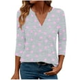 thumbnail image 1 of cocolona Womens 2025 Dressy Casual Blouses Fall 3/4 Sleeve V Neck Tops Lightweight Comfy Loose Shirts Trendy Print T-shirts, 1 of 7