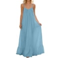 thumbnail image 1 of cocolona Womens Backless Cami Maxi Dress Summer Ruffle Flowy Long Dress Fashion Casual Loose Vacation Beach Sundress, 1 of 6