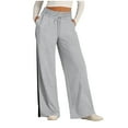thumbnail image 1 of cocolona Womens Baggy Sweatpants with Pockets Fashion Striped Wide Leg Pants Drawstring Joggers Stretch Comfy Lounge Trousers, 1 of 6