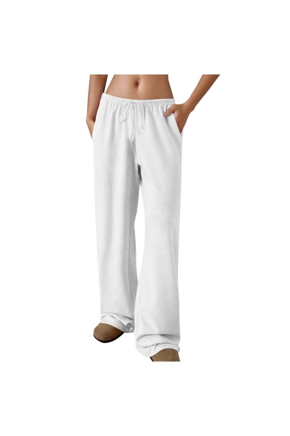 Womens Baggy Wide Leg Sweatpants Stretch Comfy Lounge Trousers Elastic Waist Drawstring Joggers Running Workout Yoga Pants