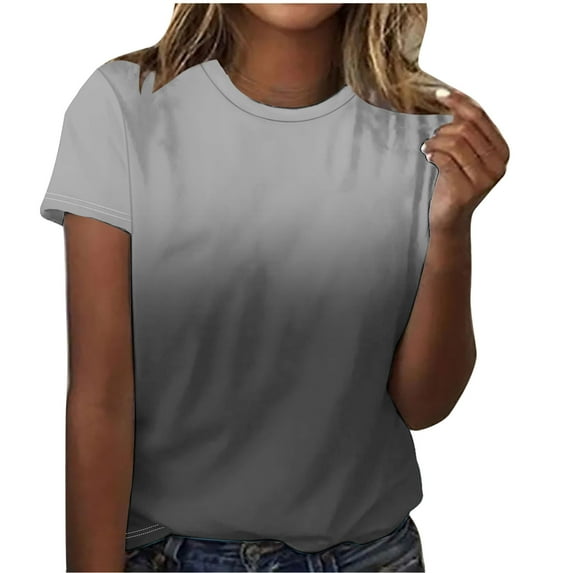 cocolona Womens Basic Cotton T-shirts Summer Crew Neck Short Sleeve Tops Fashion Casual Gradient Color Tees Blouses
