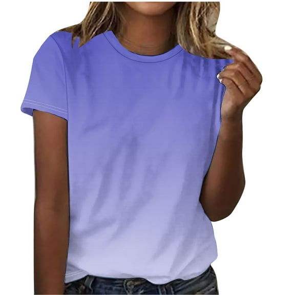 cocolona Womens Basic Cotton T-shirts Summer Crew Neck Short Sleeve Tops Fashion Casual Gradient Color Tees Blouses