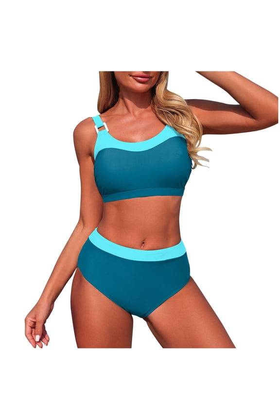 Womens Bikini Sets Fashion Patchwork Two Piece Bathing Suits Vacation Beach Sports Swimwear